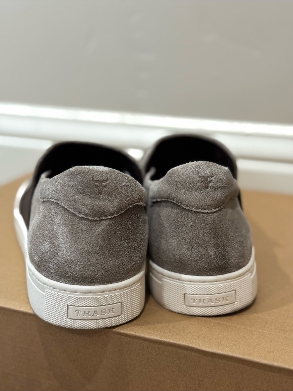 Trask Grey Suede Slip-On Loafers
